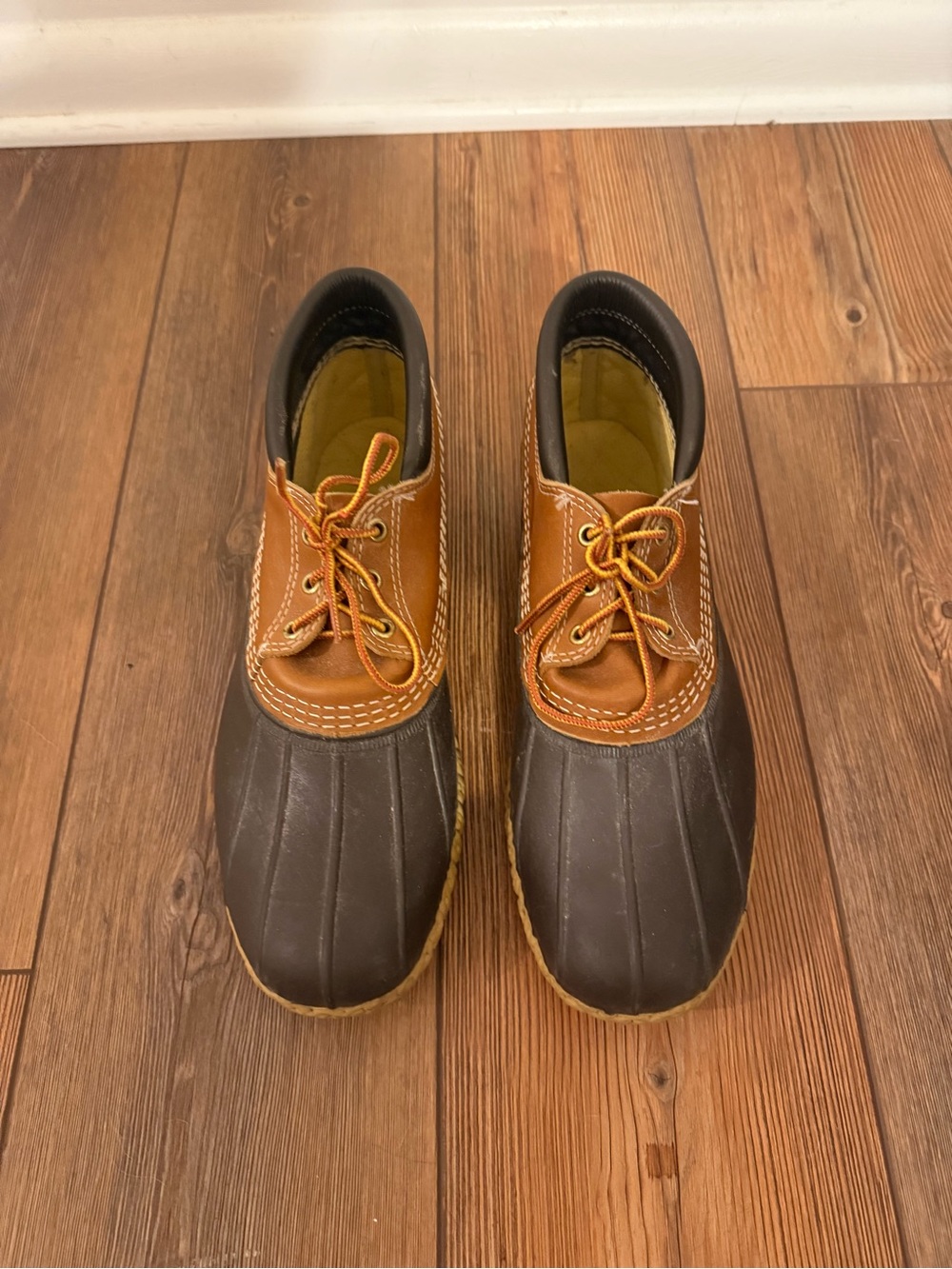 L.L. Bean Tan and Dark Brown Waterproof Duck Boots